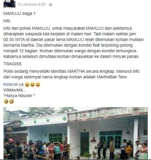 Unggahan H yang dianggap meresahkan