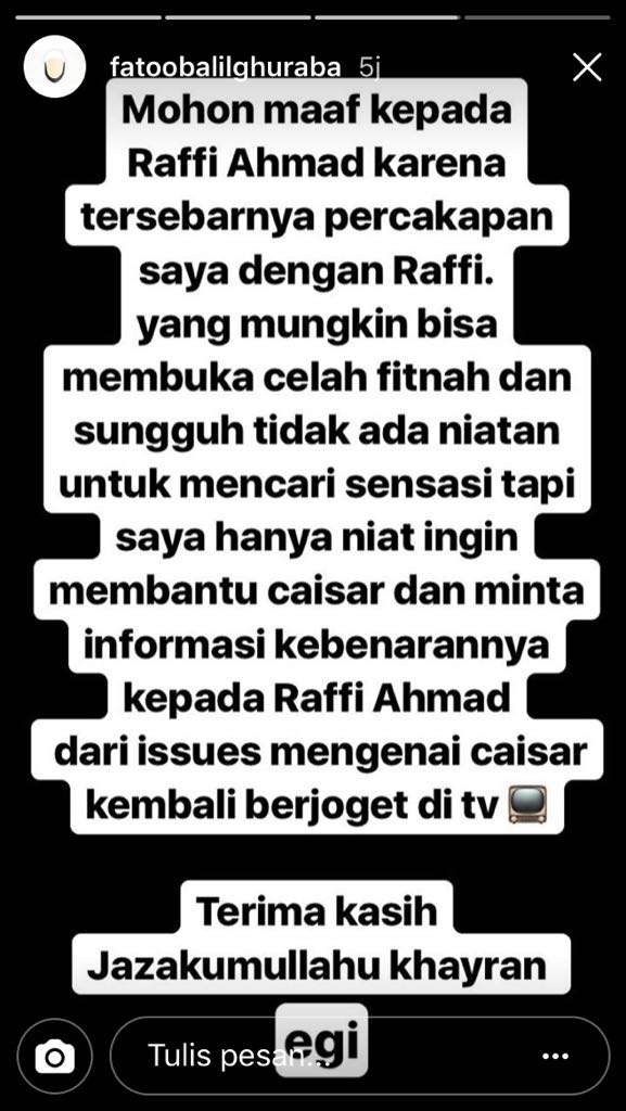 permintaan maaf Egi John permintaan maaf Egi John