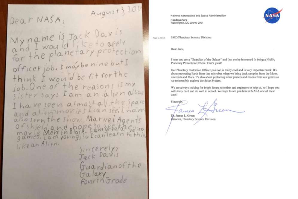 Surat balasan dari Direktur NASA