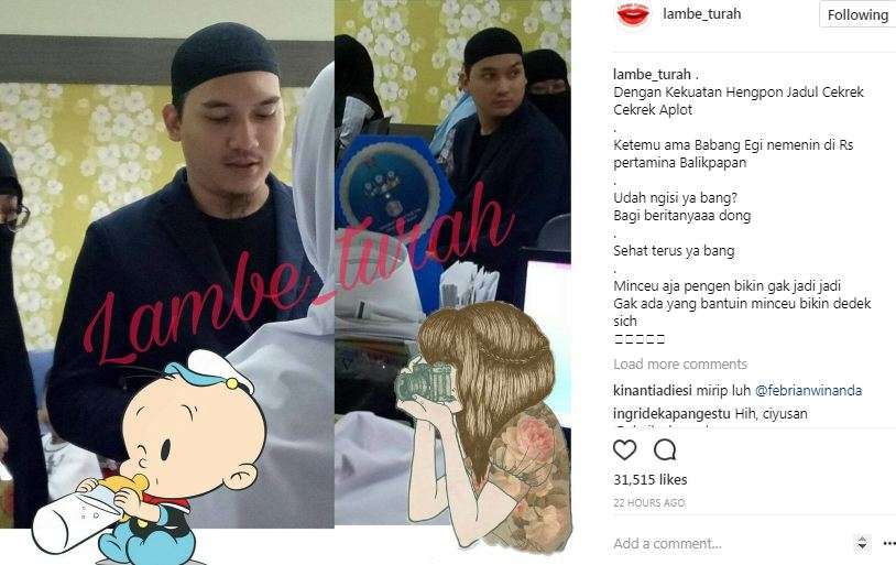 egi john mengantar istri ke rumah sakit