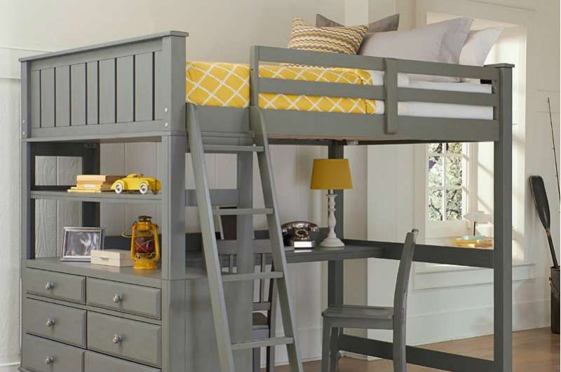 Loft bed warna abu-abu