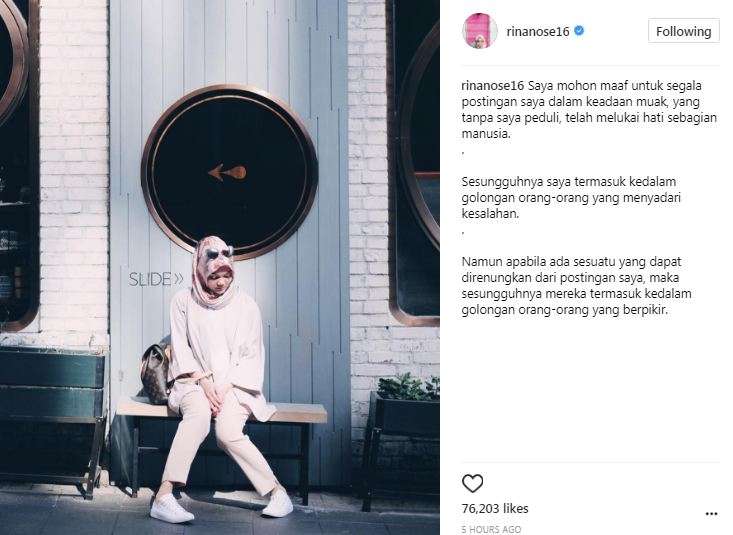 permintaan maaf rina nose