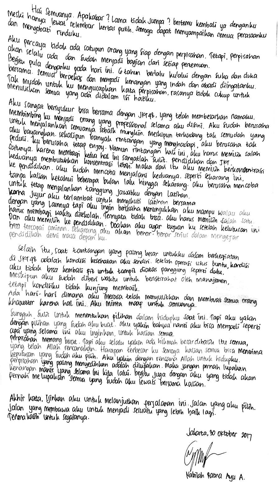tulisan tangan Nabila
