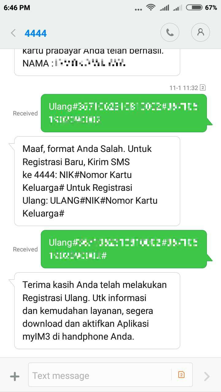 Bukti Registrasi SIM Card Bukti Registrasi SIM Card