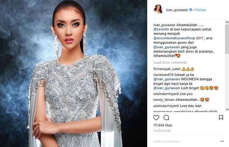 Rancangan Ivan Gunawan di Miss International 2017