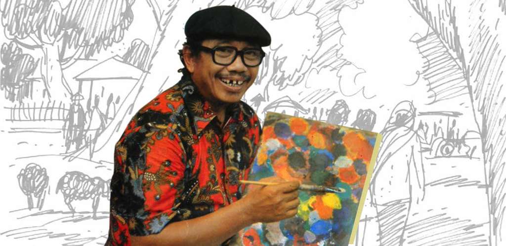 Pak Tino Sidin melukis.