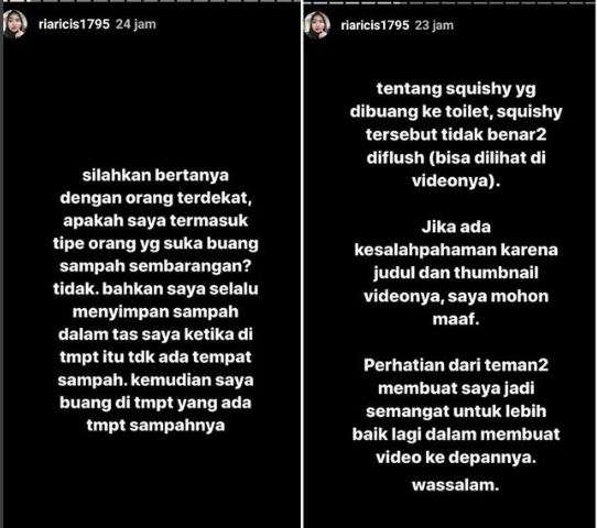 klarifikasi ria ricis