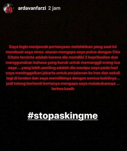 tulisan mantan kekasih cita citata