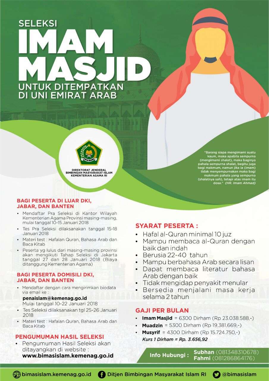 Seleksi calon imam masjid UEA