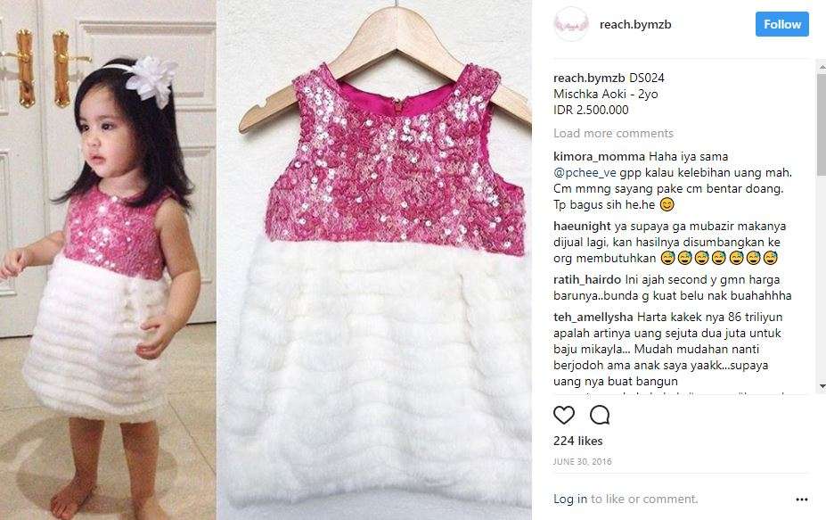 Baju bekas Mikhayla Zalindra Bakrie