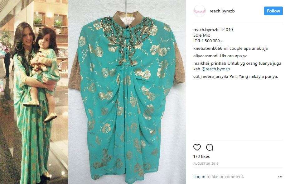 Baju bekas Mikhayla Zalindra Bakrie