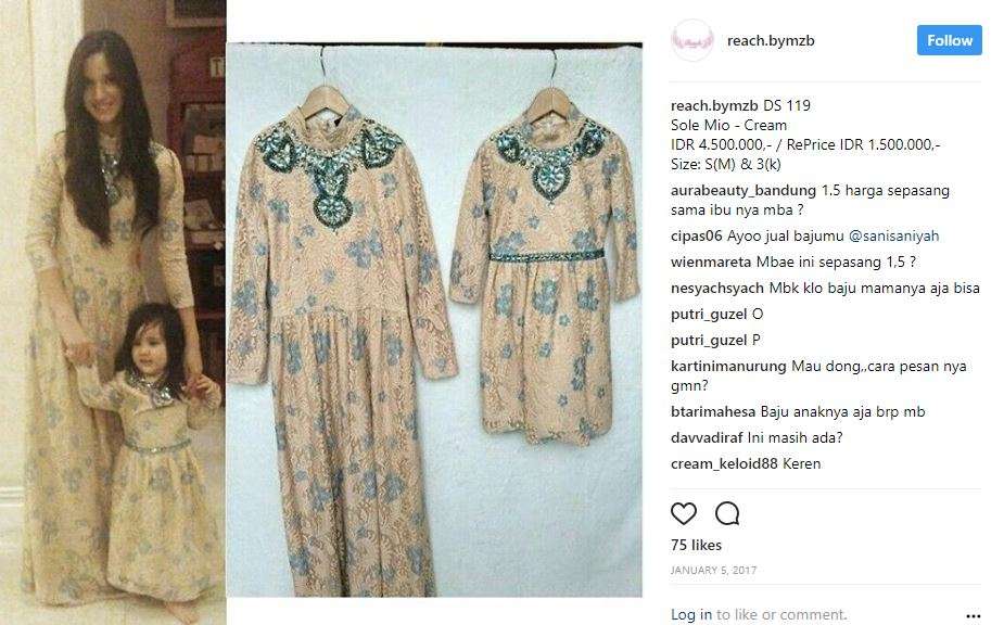 Baju bekas Mikhayla Zalindra Bakrie