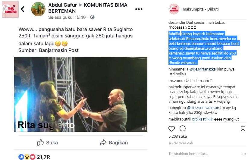 heboh rita sugiarto disawer 250 juta