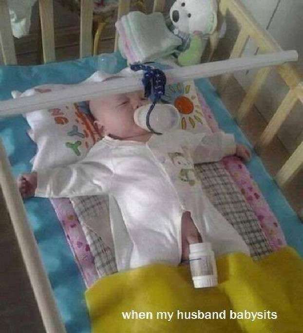 Polah Lucu Ayah Saat Jaga Anak 6