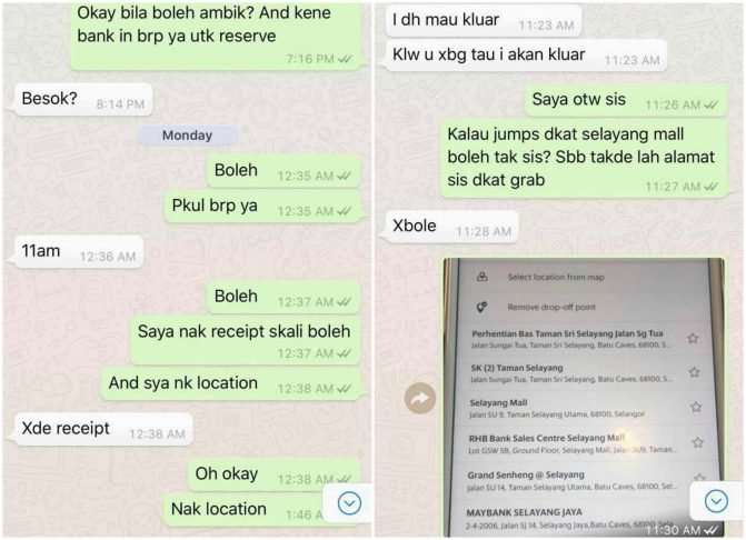 Namun, penjualnya hanya membalas singkat.