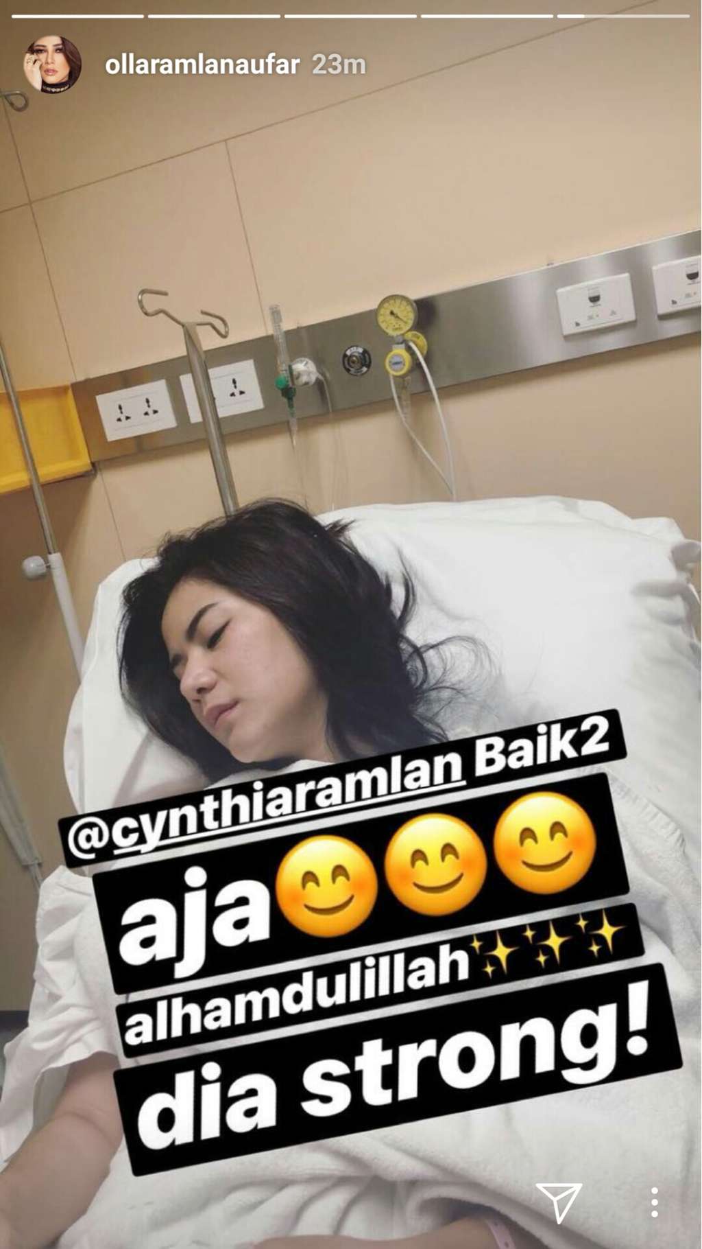 Cynthia Ramlan terbaring di RSPI