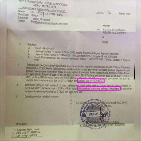 surat status tersangka