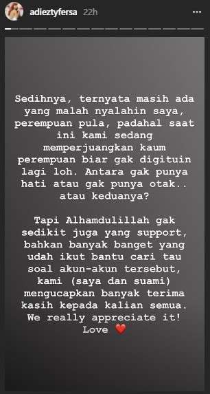 unggahan istri gilang dirga