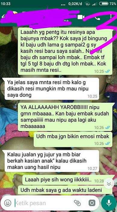 Chat pembeli dan penjual online shop