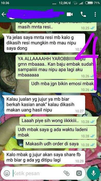 Chat pembeli dan penjual online shop