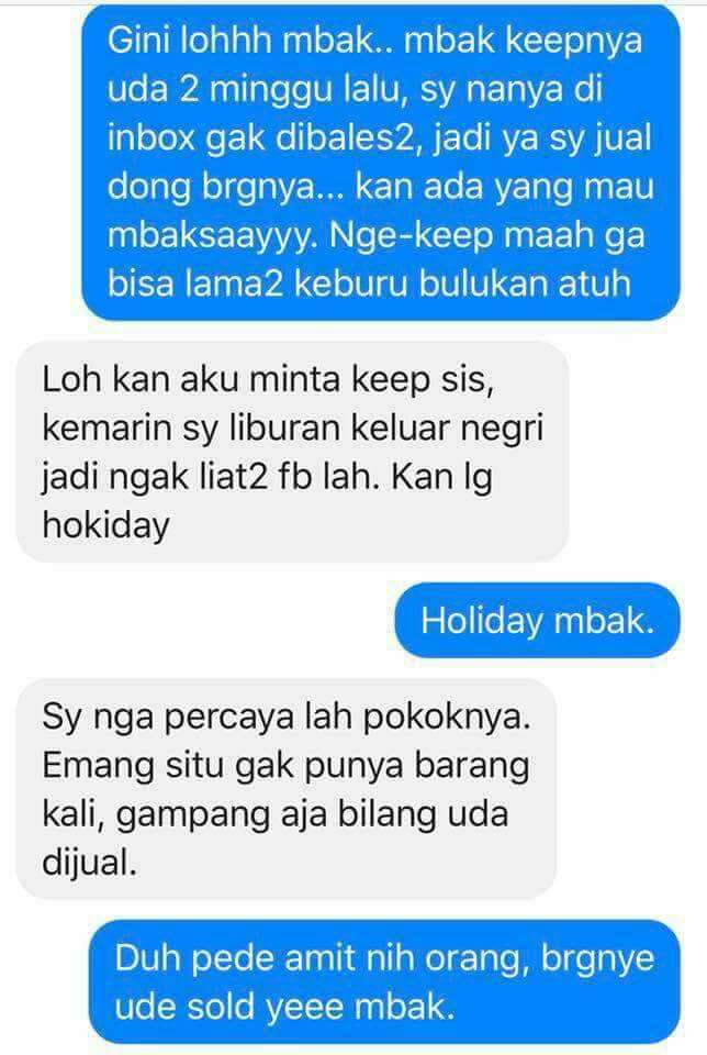 Chat pembeli dan penjual online shop