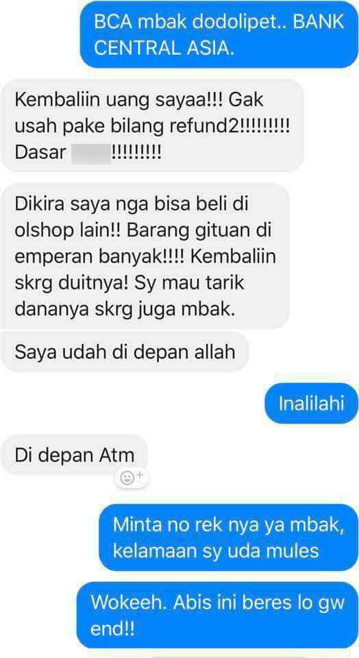 Chat pembeli dan penjual online shop