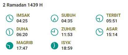 Jadwal imsakiyah 2 ramadan 2018