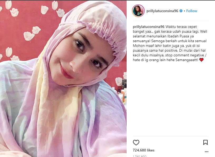 Prilly menutup kolom komentar Instagram Prilly menutup kolom komentar Instagram