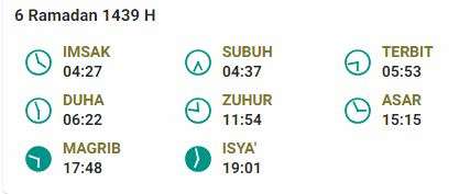 Jadwal Imsak 6 Ramadan 2018 Tangerang