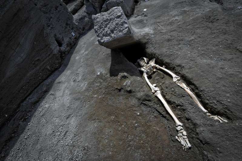 Kondisi kerangka warga Pompeii yang mengenaskan.