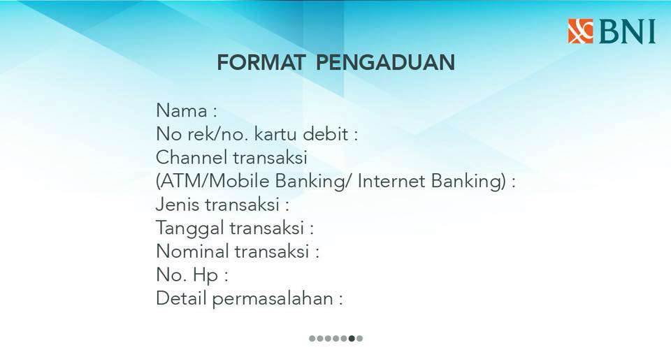 Laporan pengaduan nasabah BNI