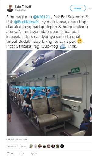 Pertanyaan desain kursi kereta.
