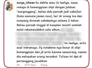 Unggahan penuduh Iis Dahlia