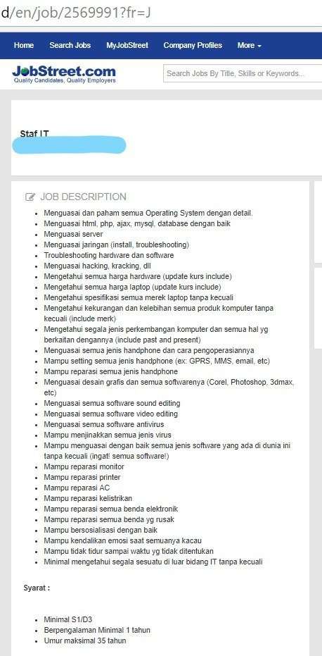 Rincian pekerjaannya.
