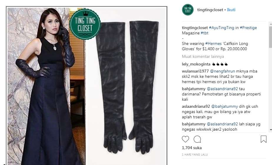 Sarung tangan Ayu Ting Ting