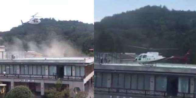 Heli Jutawan China Mendarat di Atap Rumahnya