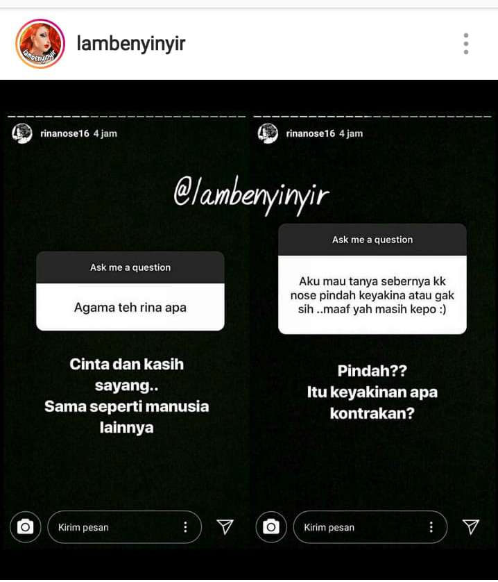 insta story rina nose