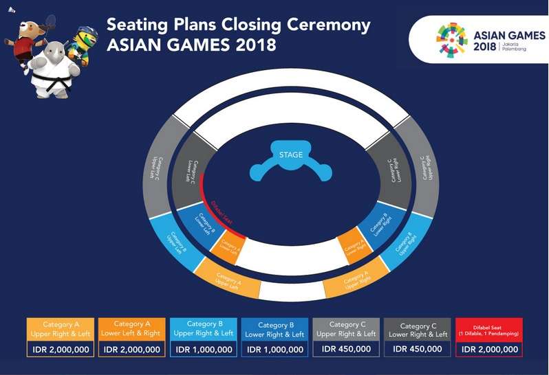 Daftar harga tiket Closing Ceremony Asian Games 2018