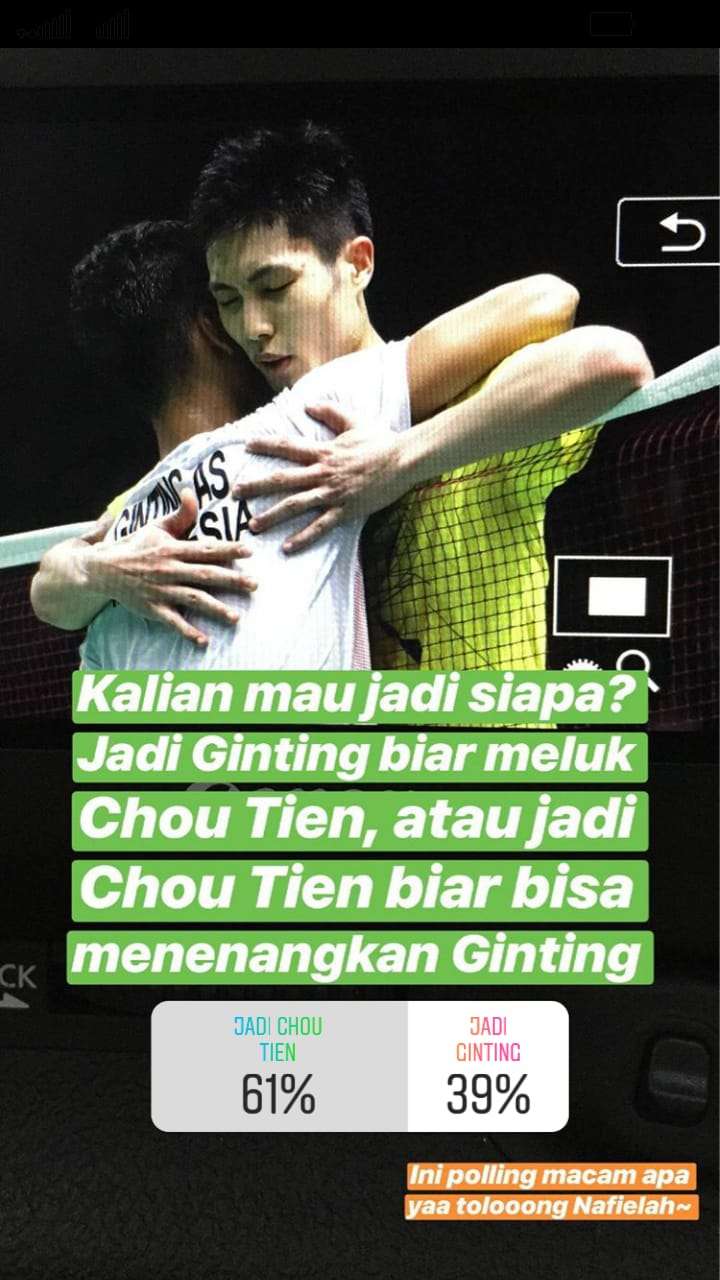 Foto Ginting berpelukan dengan Chou Tien.