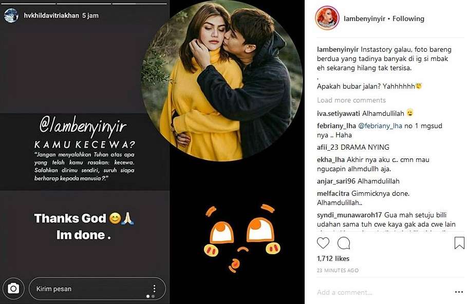 Tangkapan layar unggahan Hilda