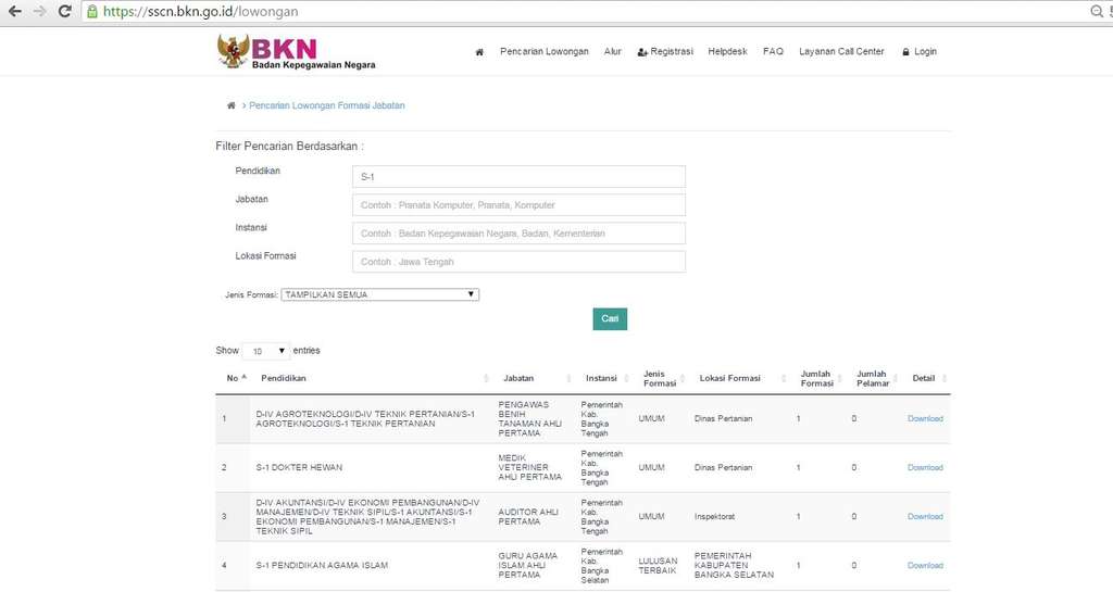 Formasi CPNS berdasarkan pendidikan, akan muncul.