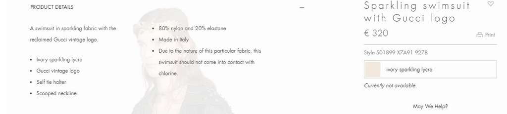 Keterangan baju renang Gucci.