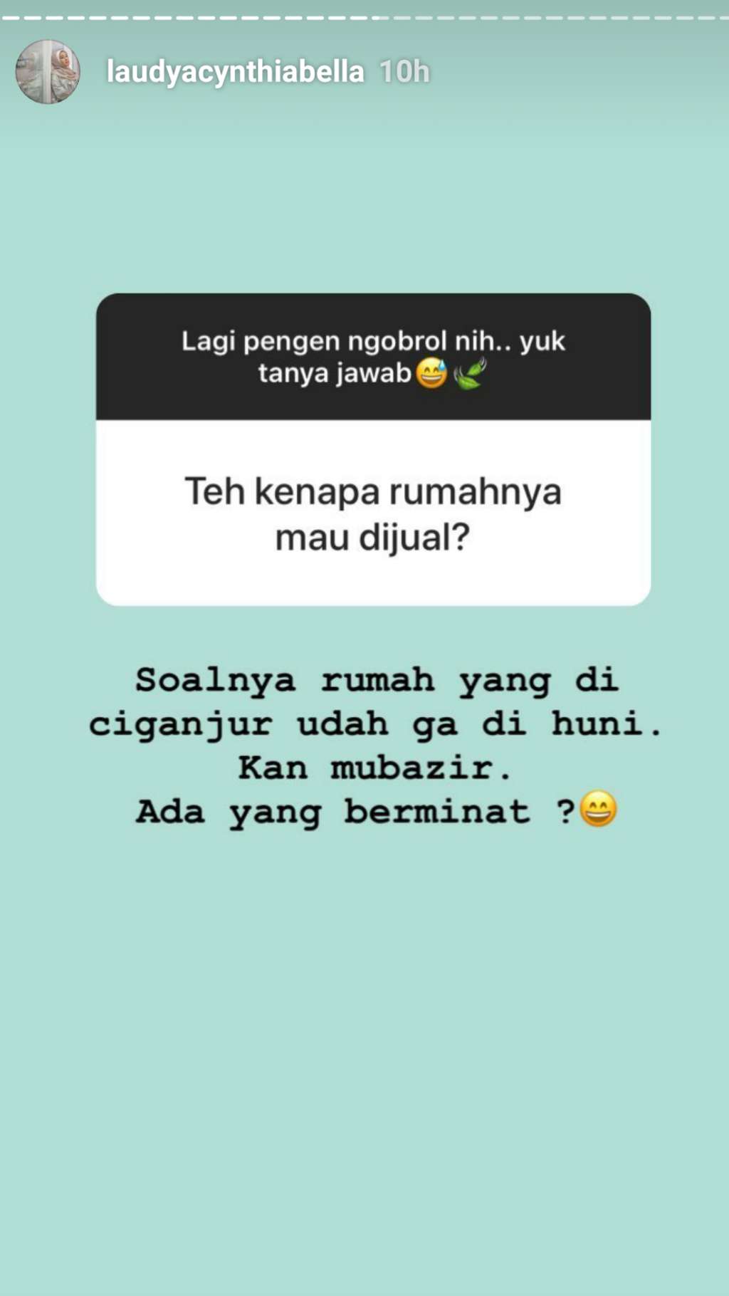 Cupilkan instastory Laudya Cynthia Bella