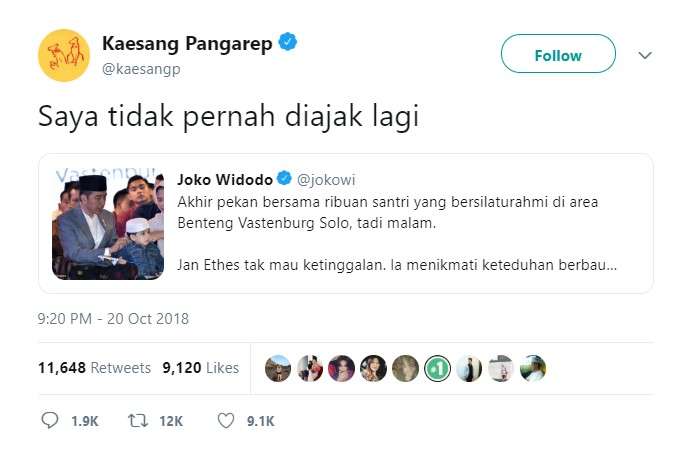 unggahan kaesang pangarep