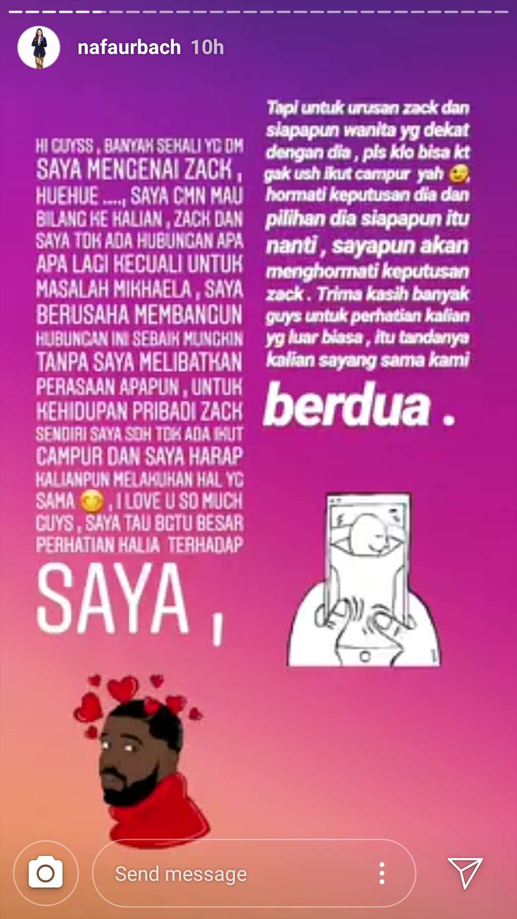 Unggahan Nafa Urbach soal Zack Lee