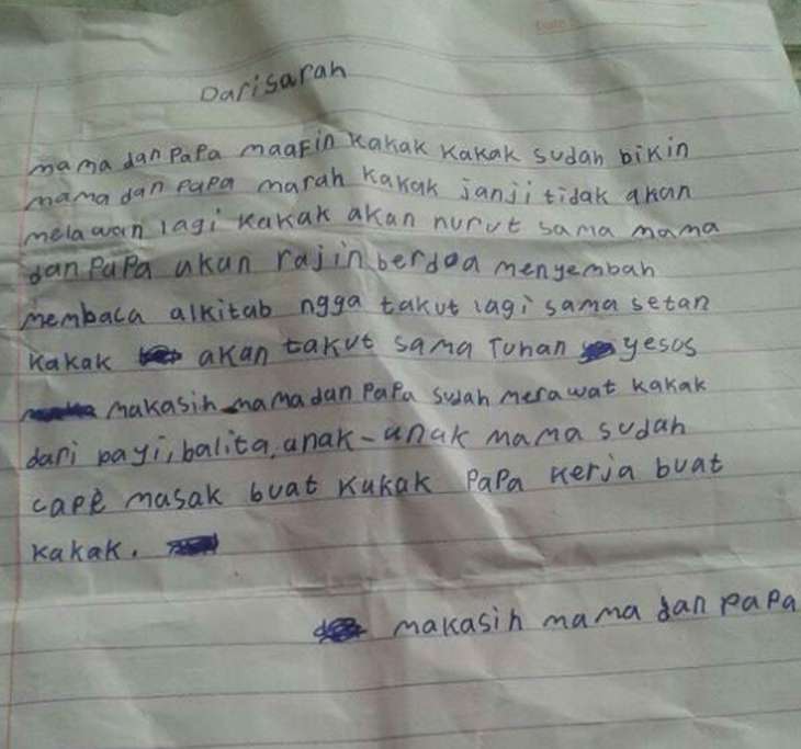 Surat dari Sarah sebelum kematian