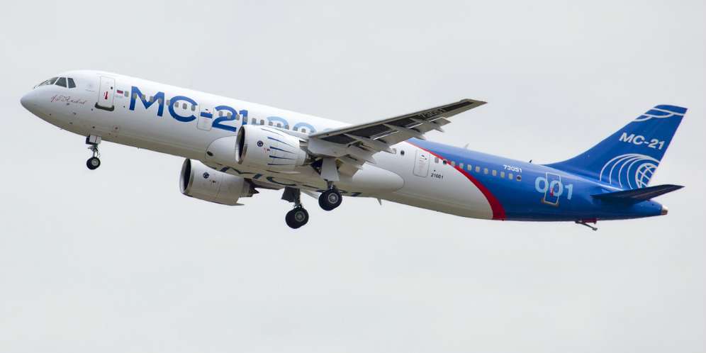 Pesawat MC 21 produksi Irkut Corporation.