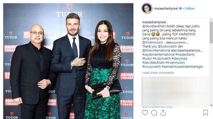 Maia dan suami berfoto bersama David Beckham