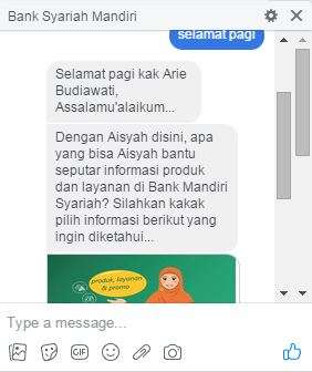 AISYAH, chatbot Mandiri Syariah.