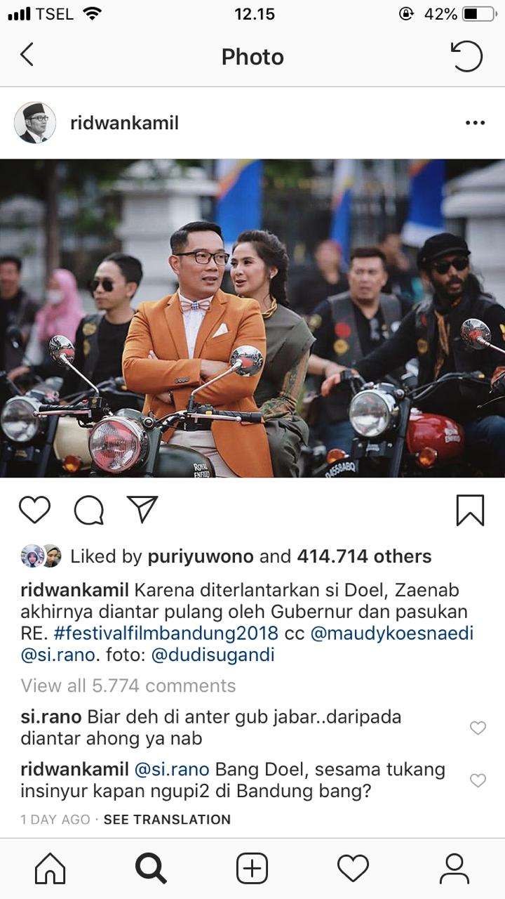Ridwan Kamil ditegur Si Doel